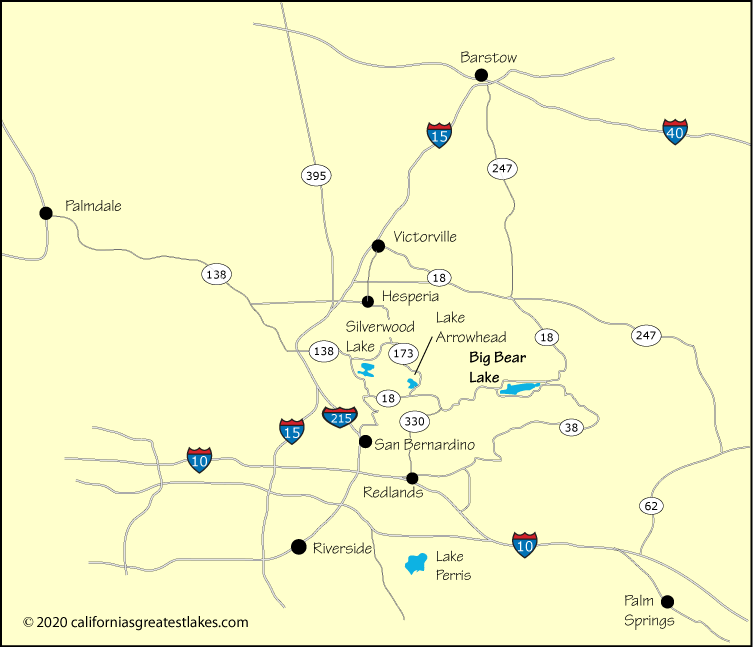 map of greater Big Bear Lake area, California