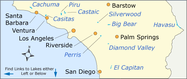 map of Central California's greatest lakes, CA